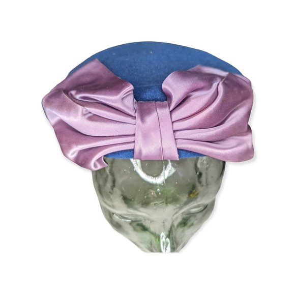 Vintage Valerie Modes Genuine Fur Felt Blue & Pink Bow Hat main image 6